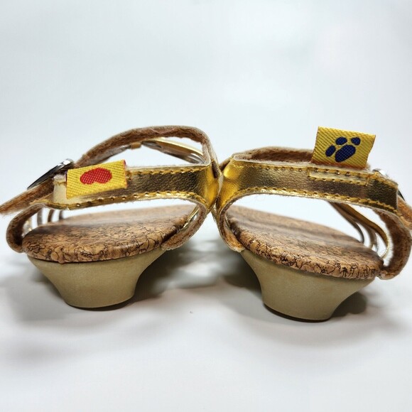 Build A Bear Sandals Shoes Gold Silver Straps Heels Heart Buckle Clothes - Picture 3 of 7